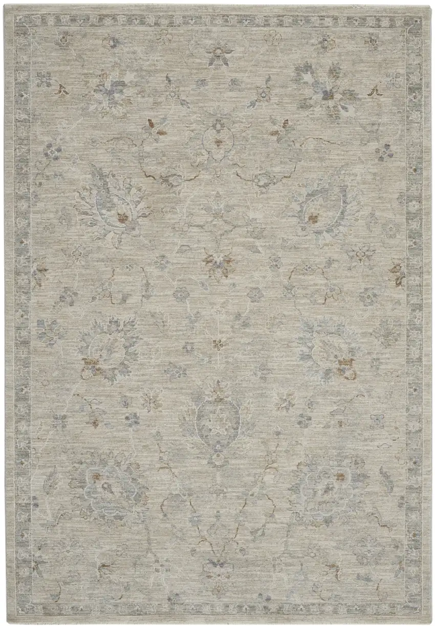 Beige And Gray Floral Medallion Area Rug Photo 1