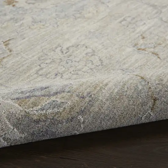 Beige And Gray Floral Medallion Area Rug Photo 6