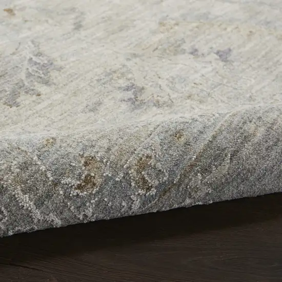 Beige and Gray Floral Power Loom Area Rug Photo 5