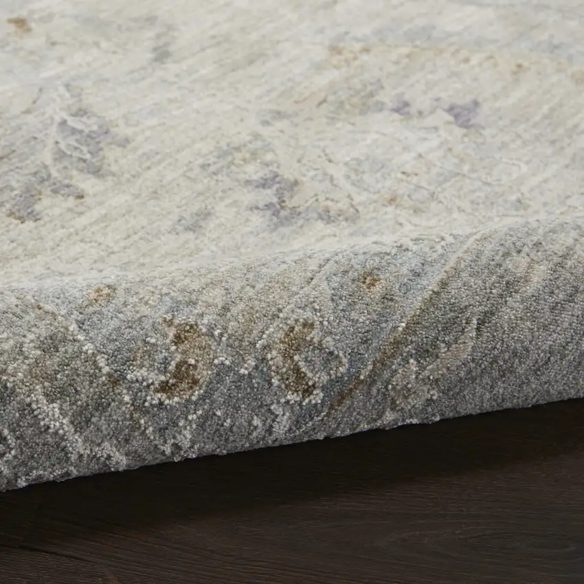 Beige and Gray Floral Power Loom Area Rug Photo 5