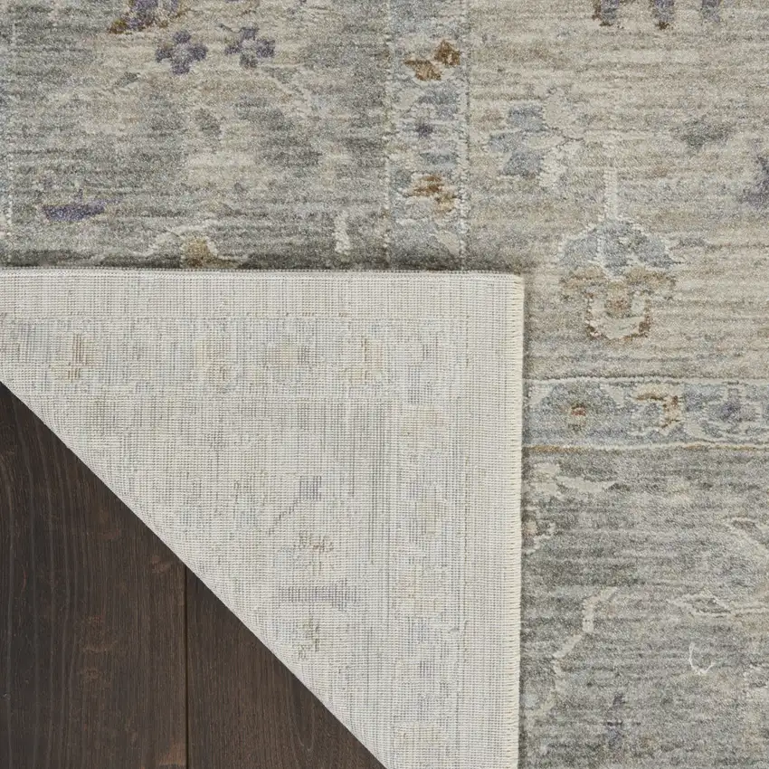 Beige and Gray Floral Power Loom Area Rug Photo 8