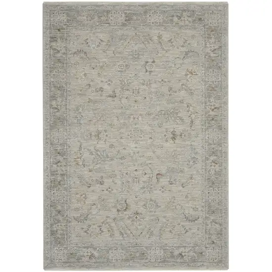 Beige and Gray Floral Power Loom Area Rug Photo 1