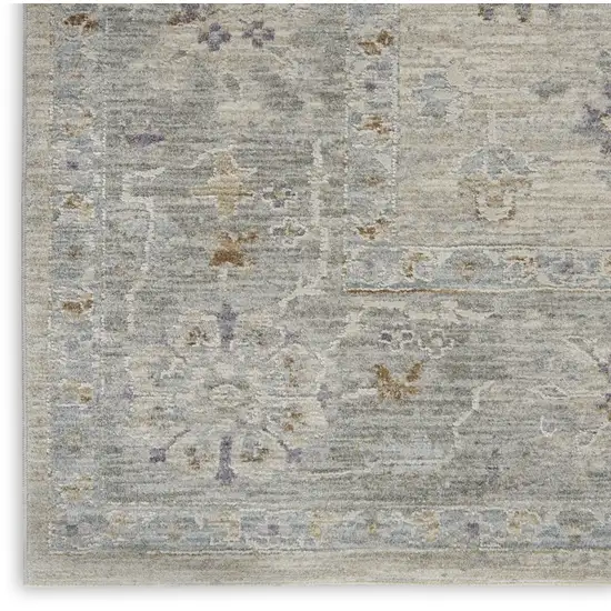 Beige and Gray Floral Power Loom Area Rug Photo 6