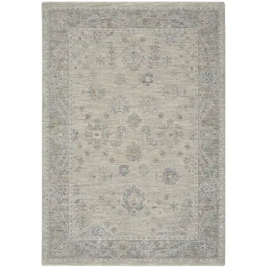 Beige and Gray Floral Power Loom Area Rug Photo 8