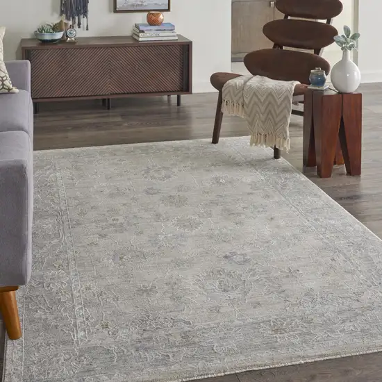 Beige and Gray Floral Power Loom Area Rug Photo 9