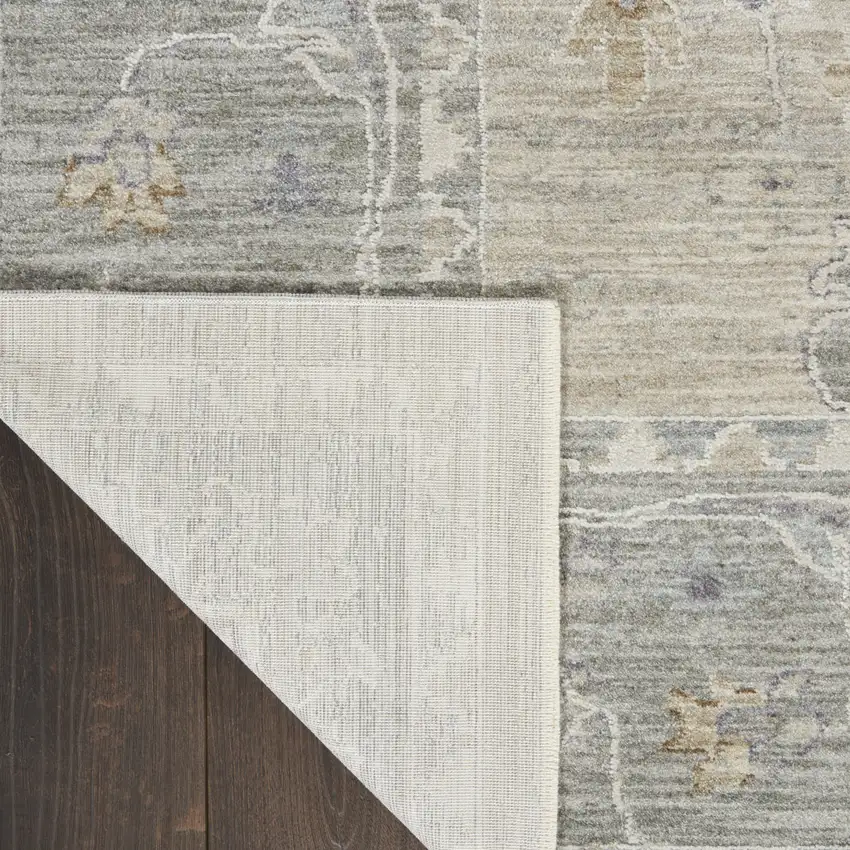 Beige and Gray Floral Power Loom Area Rug Photo 8