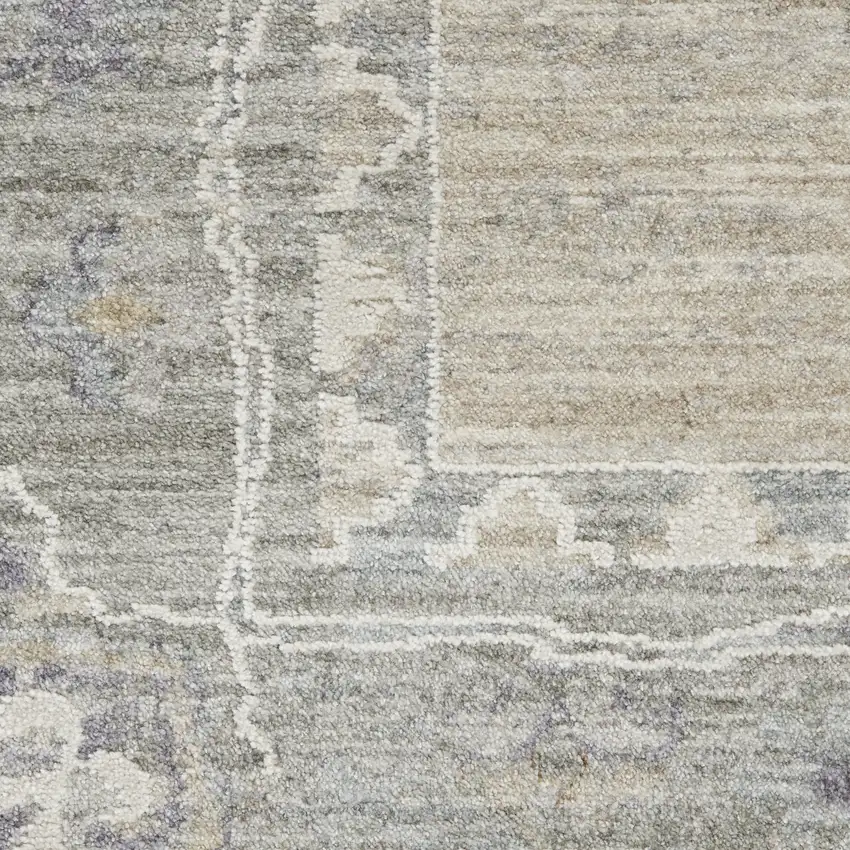 Beige and Gray Floral Power Loom Area Rug Photo 5