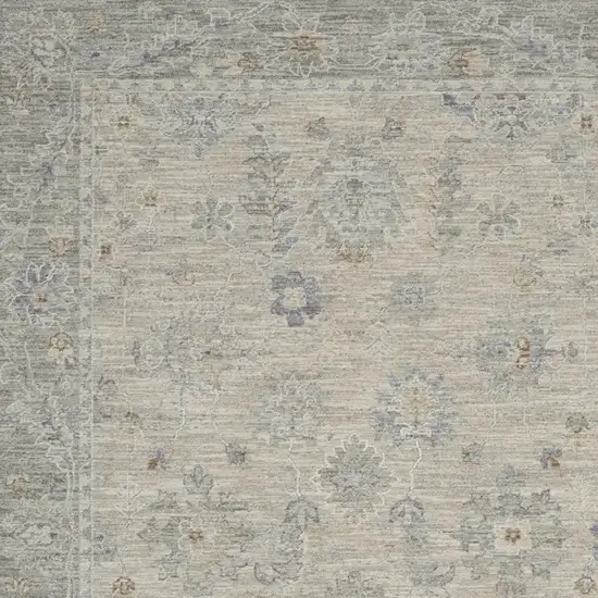 Beige and Gray Floral Power Loom Area Rug Photo 7