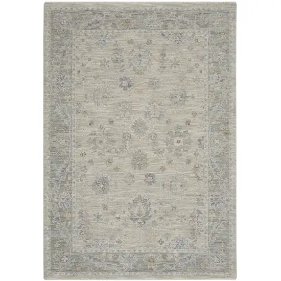 Beige and Gray Floral Power Loom Area Rug Photo 2