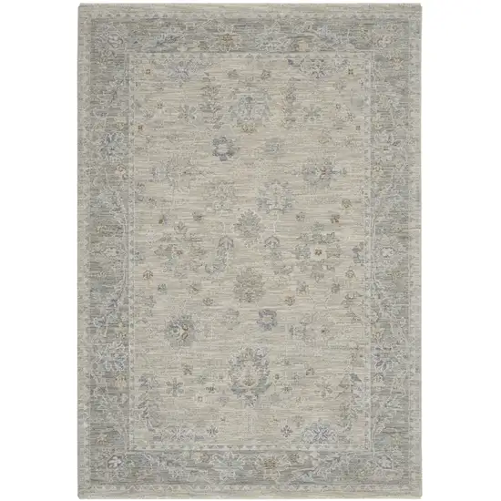 Beige and Gray Floral Power Loom Area Rug Photo 1