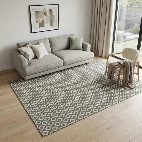 Beige and Gray Geometric Area Rug Photo 1