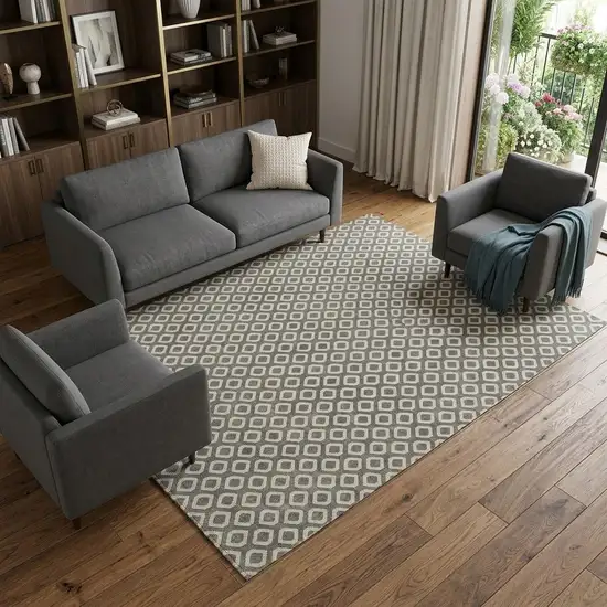 Beige and Gray Geometric Area Rug Photo 1