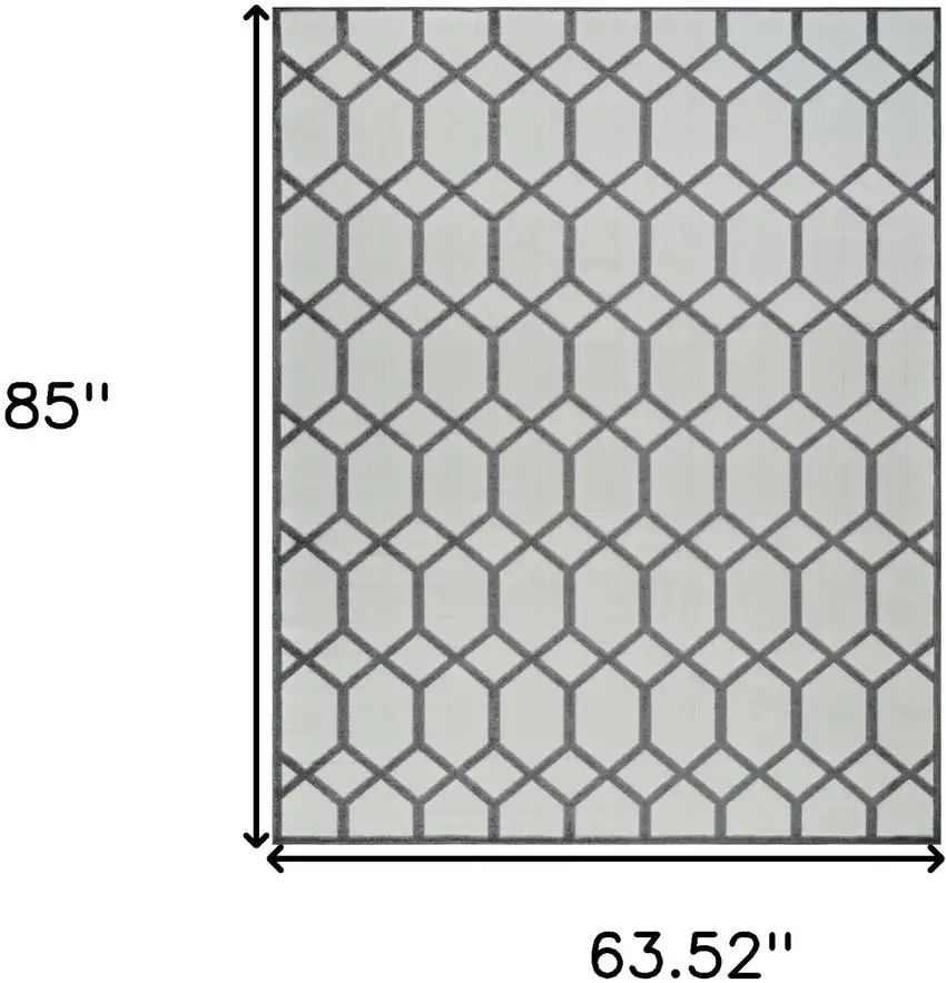 Beige and Gray Geometric Distressed Indoor Outdoor Area Rug Photo 3