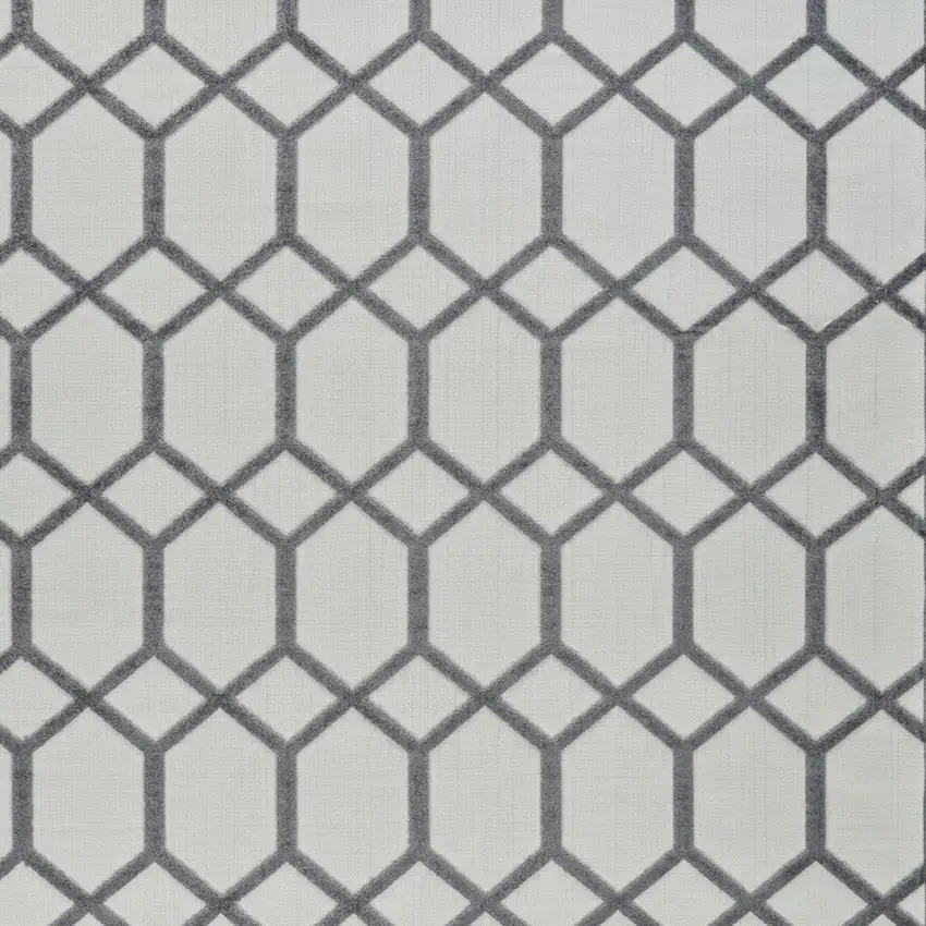 Beige and Gray Geometric Distressed Indoor Outdoor Area Rug Photo 4