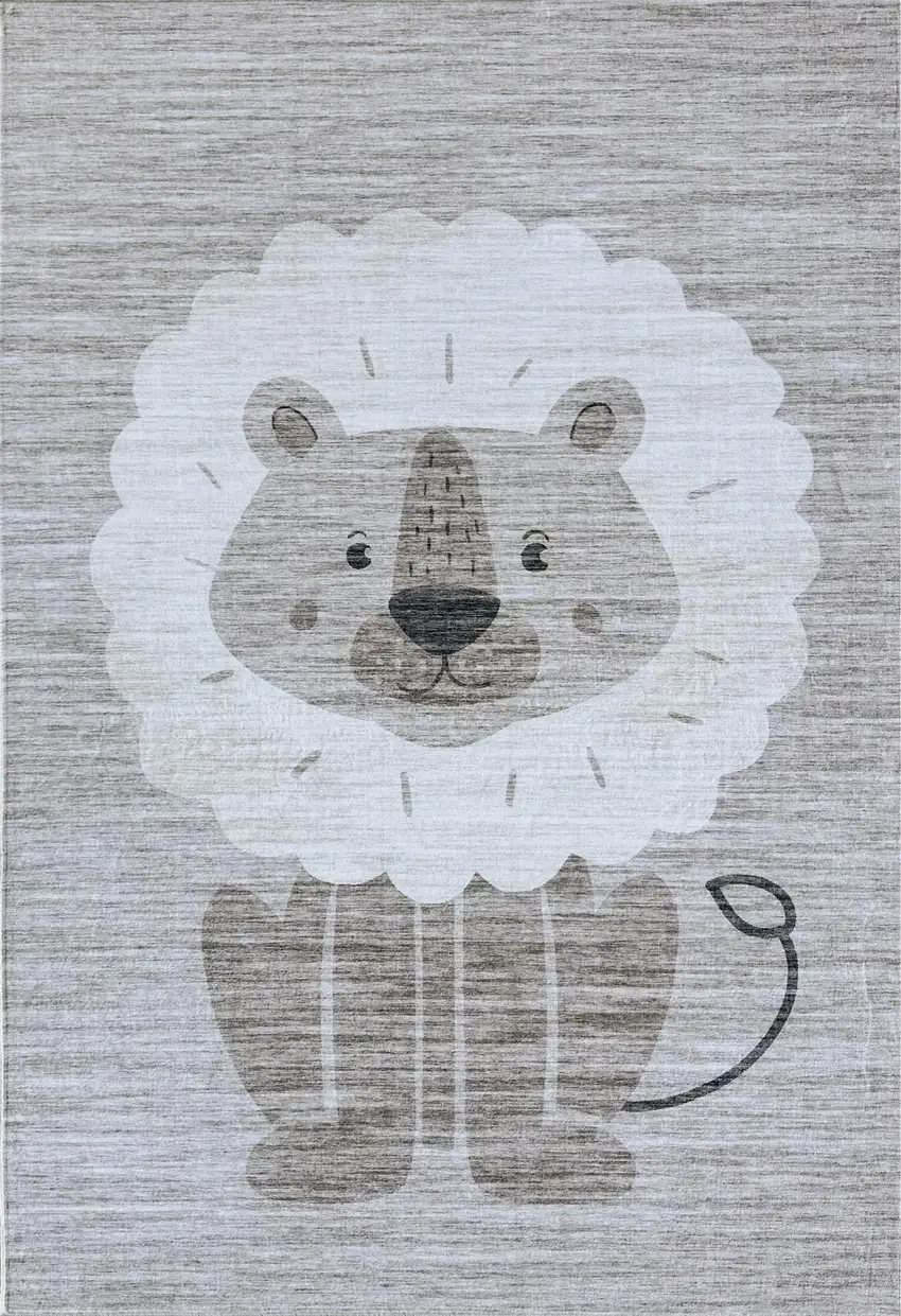 Beige and Gray Juvenile Animals Youthful Area Rug Photo 4