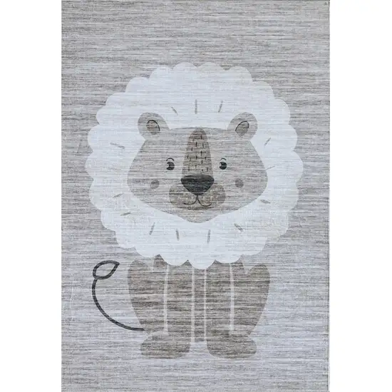 Beige and Gray Juvenile Animals Youthful Area Rug Photo 1
