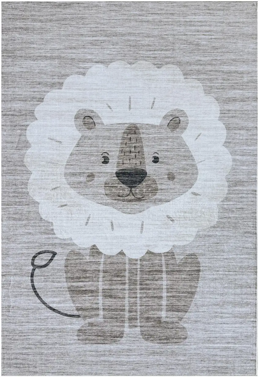Beige and Gray Juvenile Animals Youthful Area Rug Photo 2