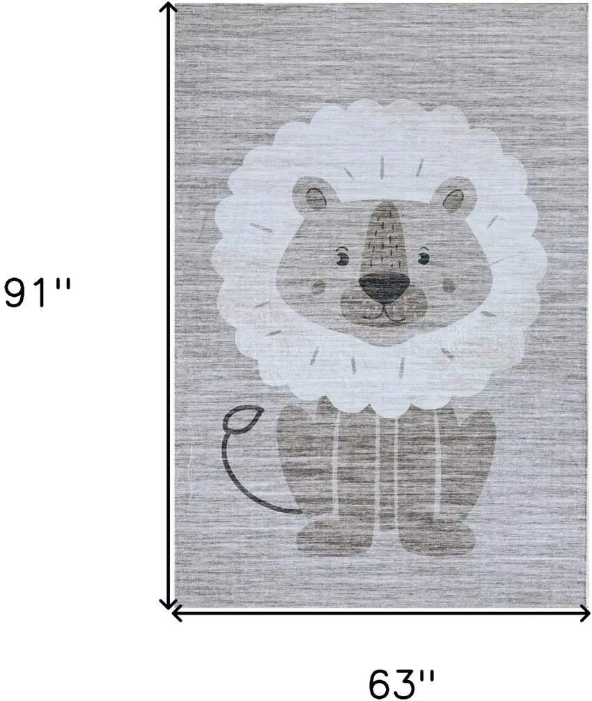 Beige and Gray Juvenile Animals Youthful Area Rug Photo 5