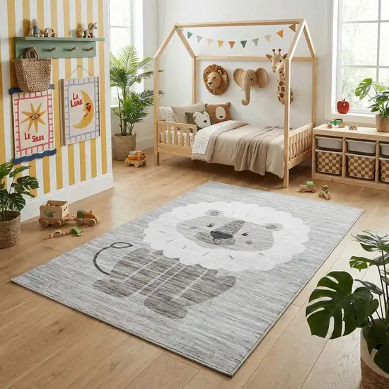 Beige and Gray Juvenile Animals Youthful Area Rug Photo 5