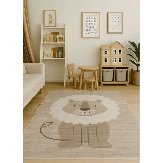 Beige and Gray Juvenile Animals Youthful Area Rug Photo 8