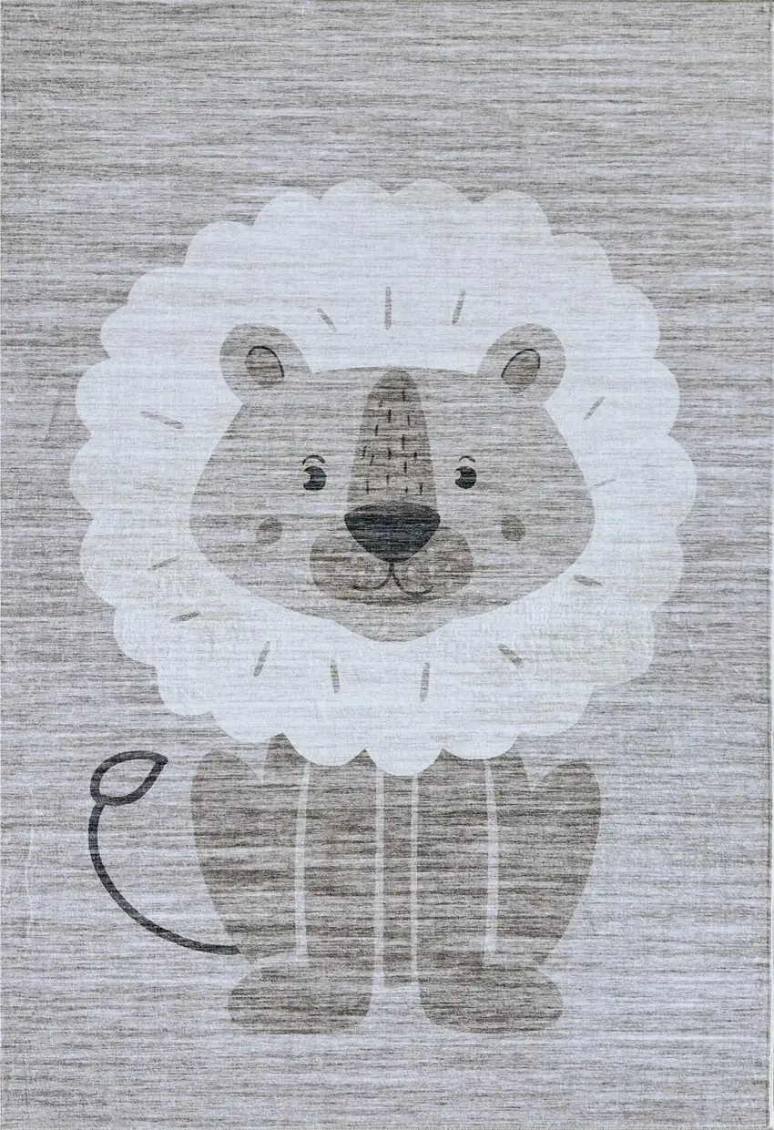 Beige and Gray Juvenile Animals Youthful Area Rug Photo 2
