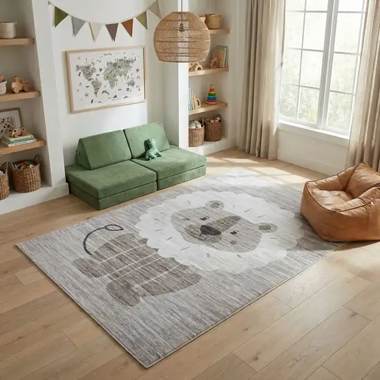 Beige and Gray Juvenile Animals Youthful Area Rug Photo 7