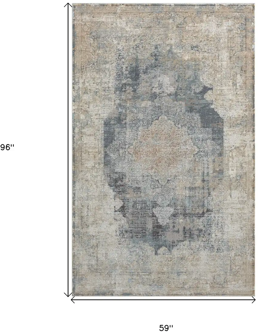 Beige and Gray Medallion Area Rug Photo 3