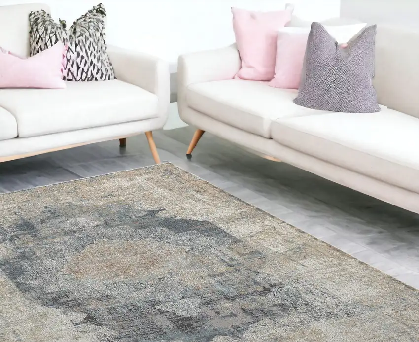 Beige and Gray Medallion Area Rug Photo 1