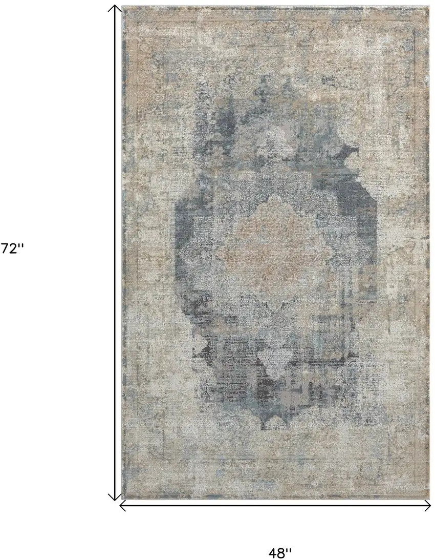 Beige and Gray Medallion Area Rug Photo 3