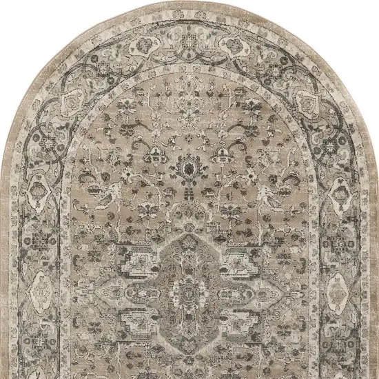 Beige and Gray Medallion Power Loom Distressed Area Rug Photo 6