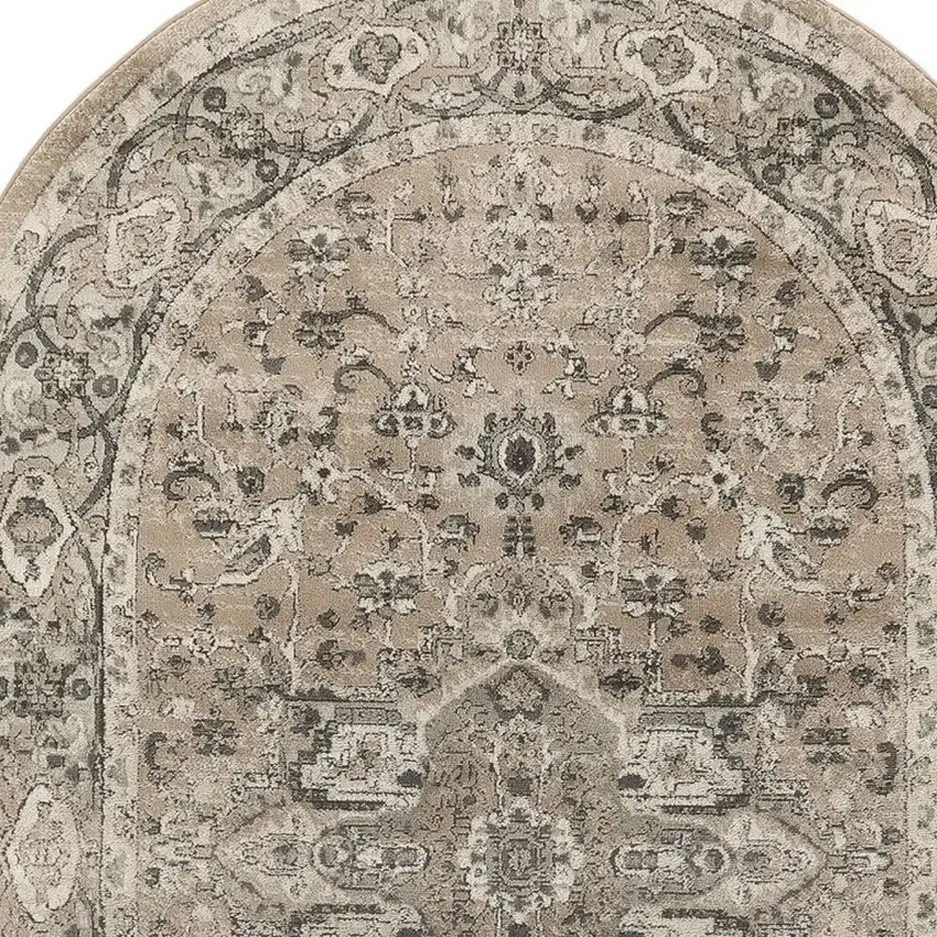 Beige and Gray Medallion Power Loom Distressed Area Rug Photo 5