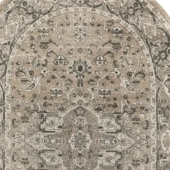 Beige and Gray Medallion Power Loom Distressed Area Rug Photo 1