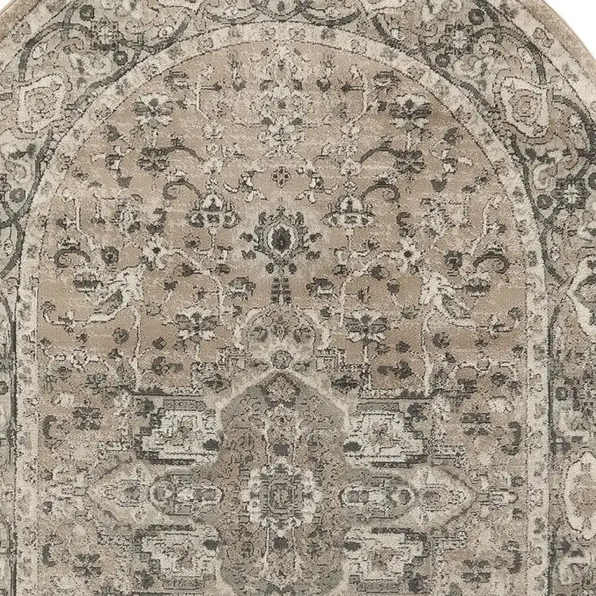 Beige and Gray Medallion Power Loom Distressed Area Rug Photo 1