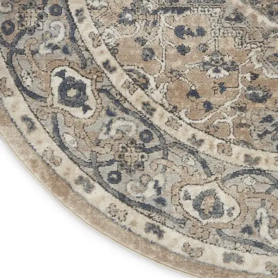 Beige and Gray Medallion Power Loom Distressed Area Rug Photo 8