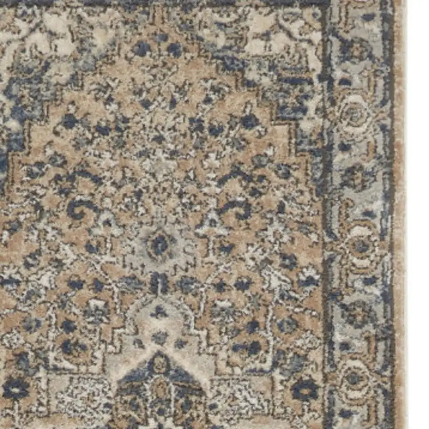 20' Beige And Gray Medallion Distressed Runner Rug Photo 1
