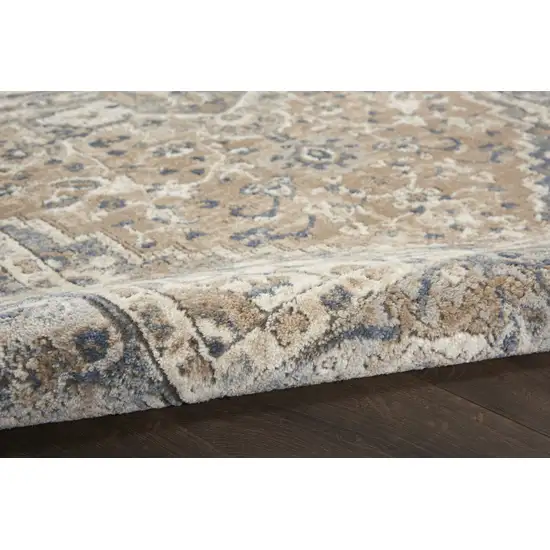 6' Beige And Gray Medallion Distressed Runner Rug Photo 9