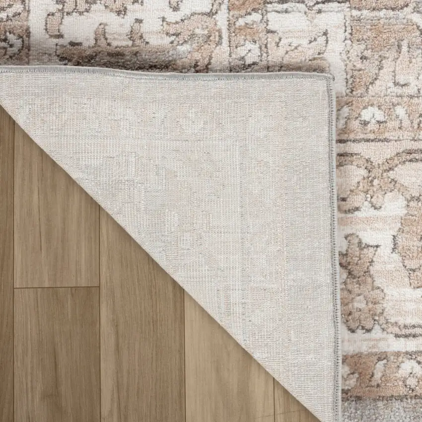 Beige and Gray Oriental Distressed Area Rug Photo 7