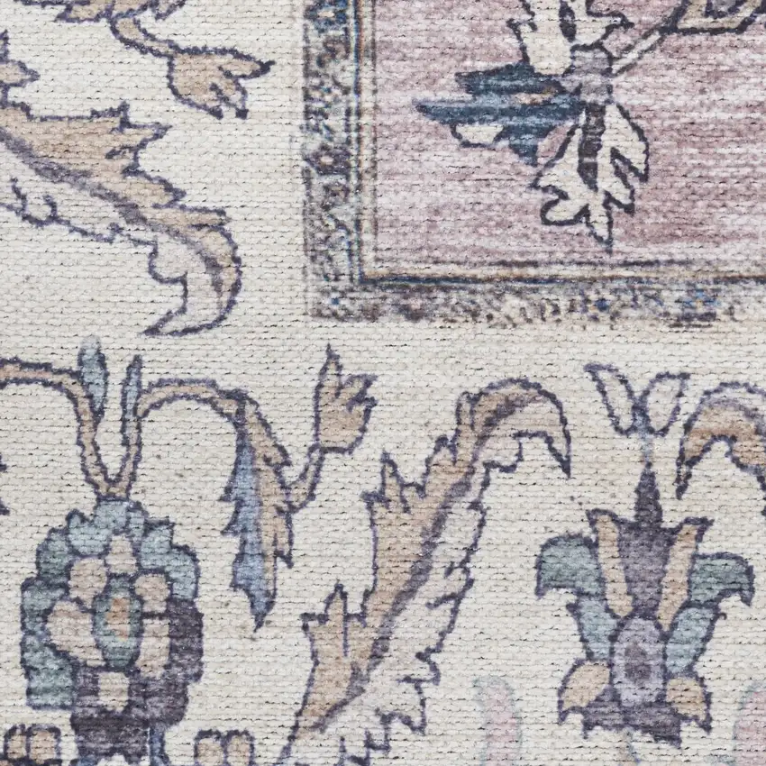 5' X 7' Beige and Gray Oriental Power Loom Distressed Washable Non Skid Area Rug Photo 1