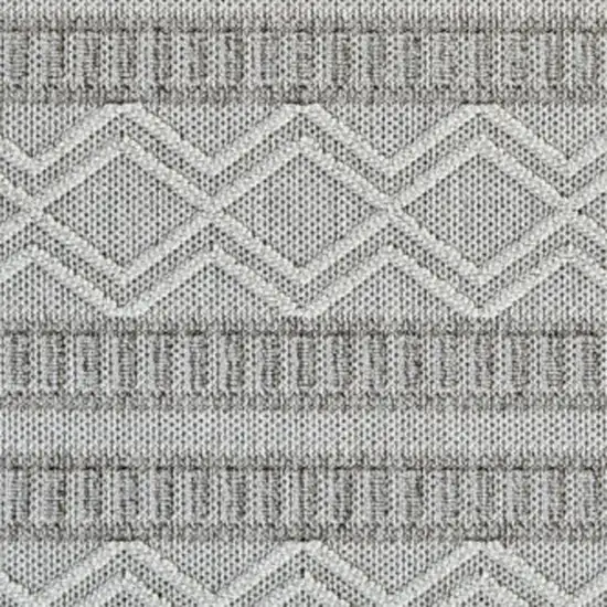 Beige and Gray Striped Distressed Indoor Outdoor Area Rug Photo 4