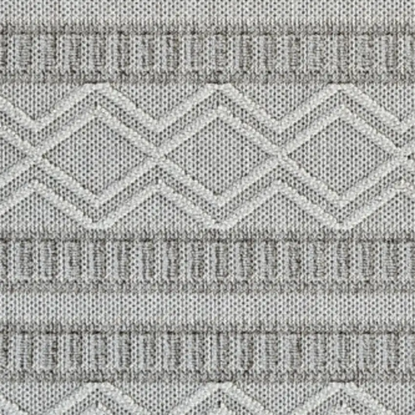 Beige and Gray Striped Distressed Indoor Outdoor Area Rug Photo 6
