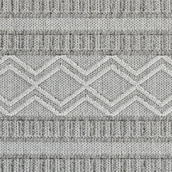 Beige and Gray Striped Distressed Indoor Outdoor Area Rug Photo 4