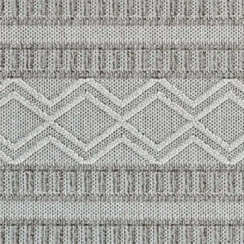 Beige and Gray Striped Distressed Indoor Outdoor Area Rug Photo 4