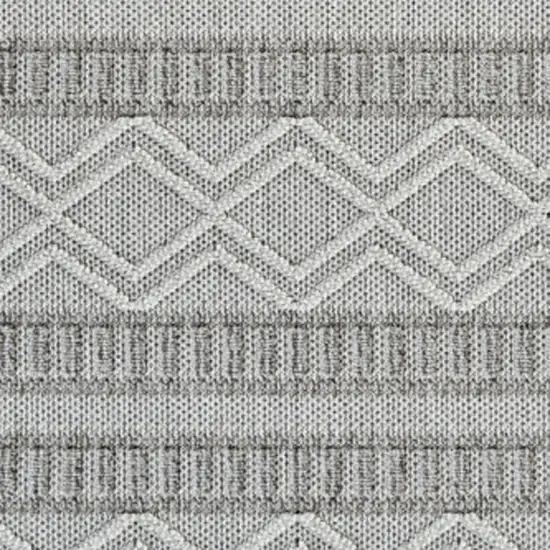 Beige and Gray Striped Distressed Indoor Outdoor Area Rug Photo 3
