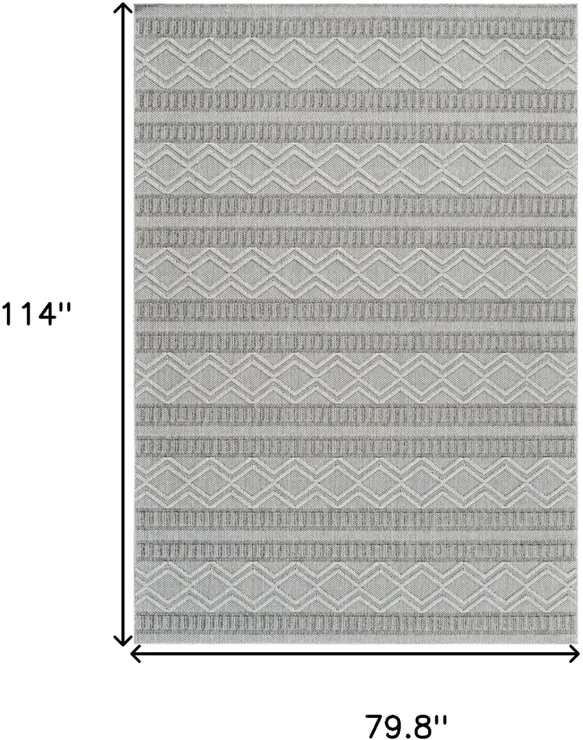 Beige and Gray Striped Distressed Indoor Outdoor Area Rug Photo 3