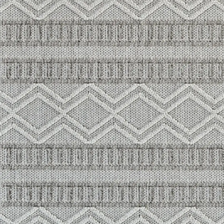 Beige and Gray Striped Distressed Indoor Outdoor Area Rug Photo 4