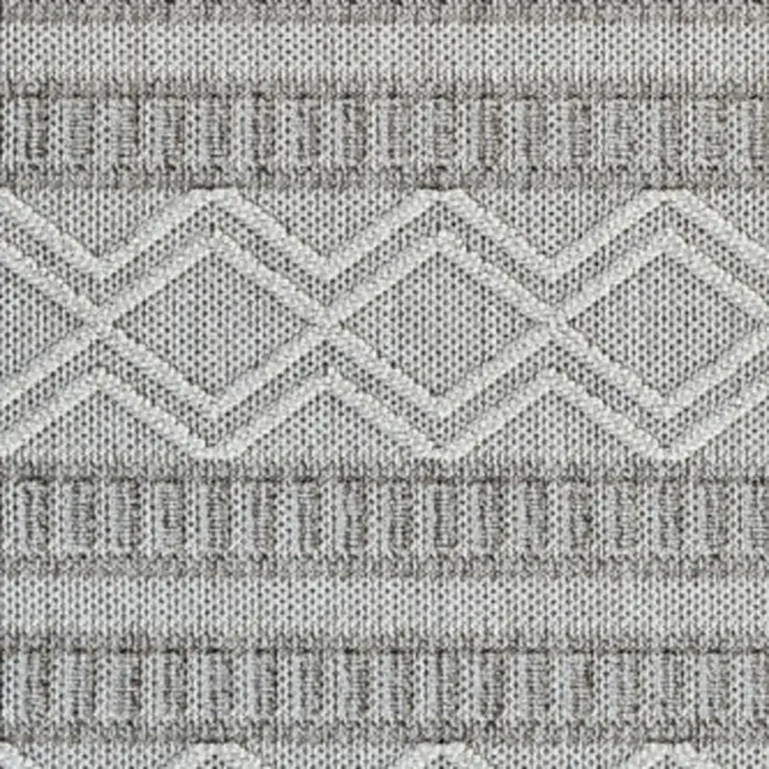 Beige and Gray Striped Distressed Indoor Outdoor Area Rug Photo 4