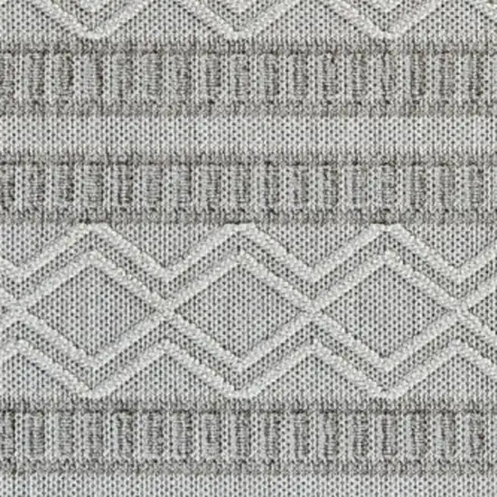 Beige and Gray Striped Distressed Indoor Outdoor Area Rug Photo 4