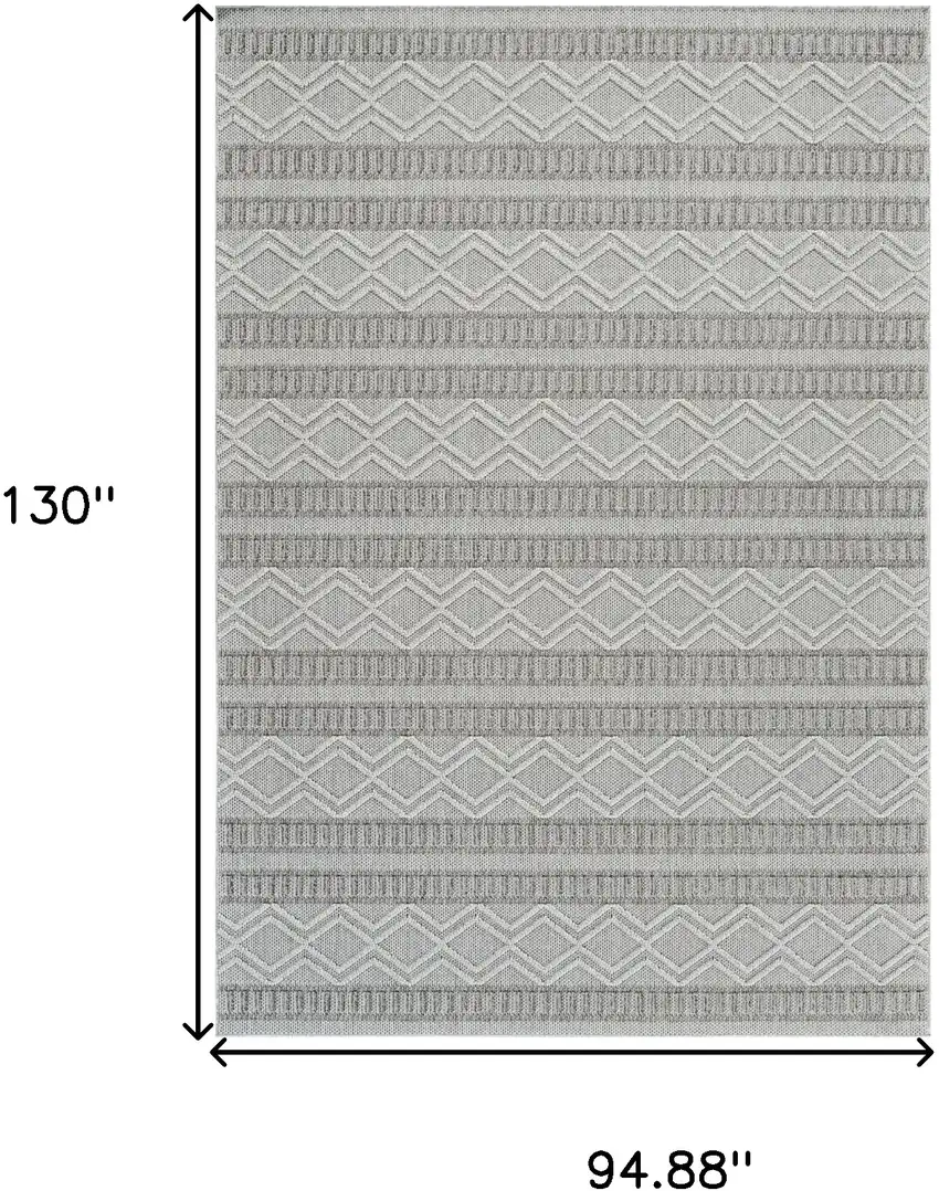 Beige and Gray Striped Distressed Indoor Outdoor Area Rug Photo 3