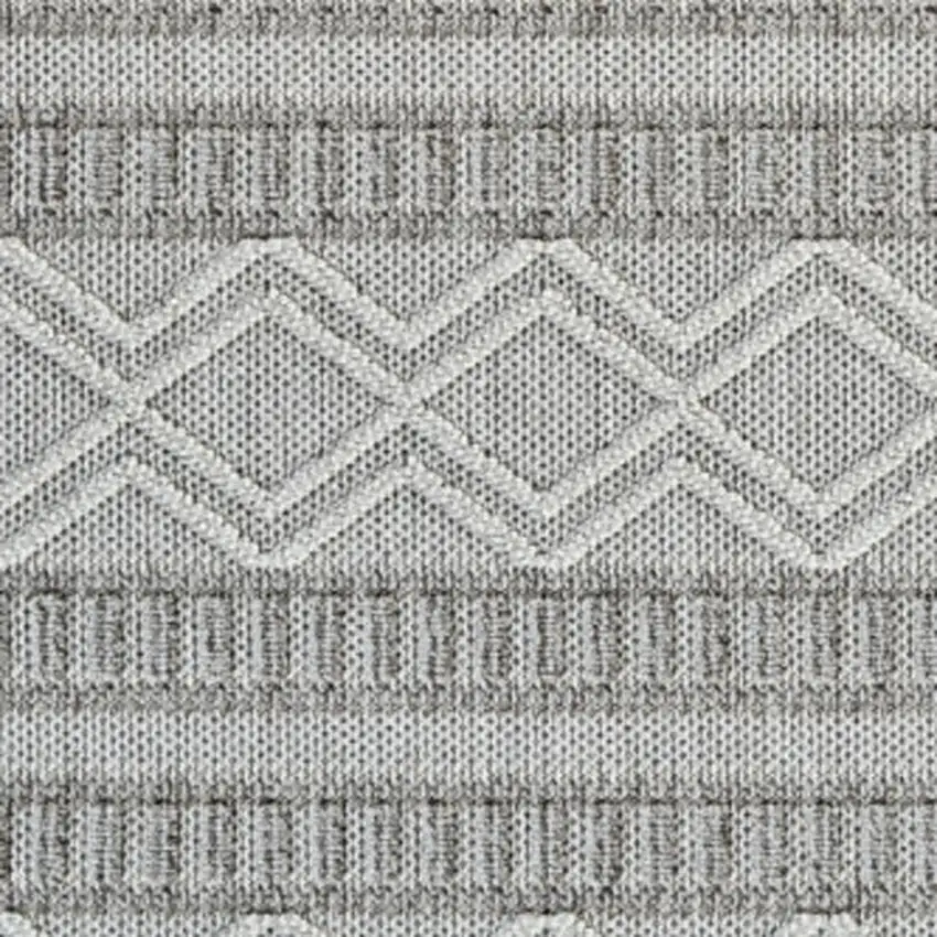 Beige and Gray Striped Distressed Indoor Outdoor Area Rug Photo 4
