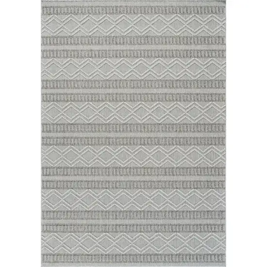 Beige and Gray Striped Distressed Indoor Outdoor Area Rug Photo 5